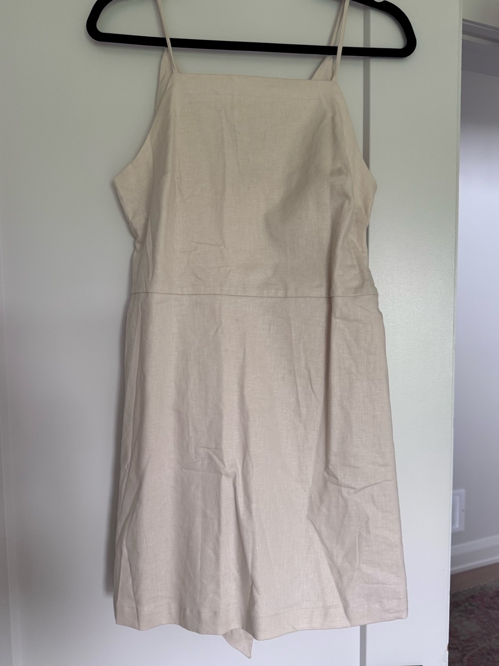 Banana Republic Beige Linen-Blend Spaghetti Strap Dress